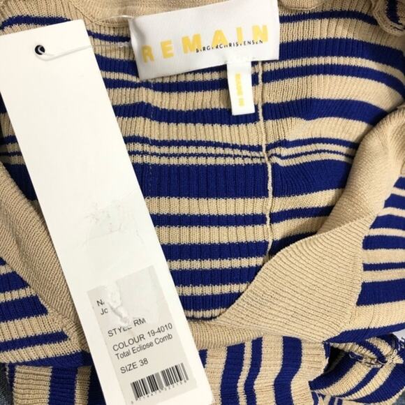 REMAIN Birger Christensen Joy Stripe Sweater In Total Eclipse Comb 38 NWT - Picture 5 of 6